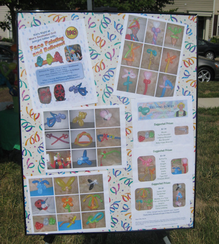 Menu board for Balloons By Mike
