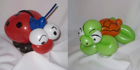 Ladybug and turtle balloons