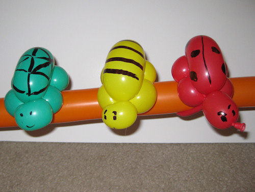 Turtle, bee and ladybug balloon bracelets